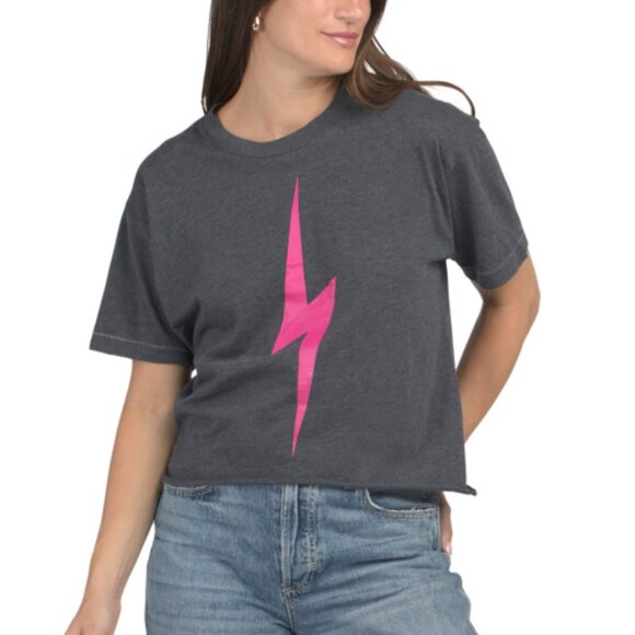 For The Republic Tops - NWT FOR THE REPUBLIC Retro Lightening Bolt Graphic Women Cotton Blend Tee